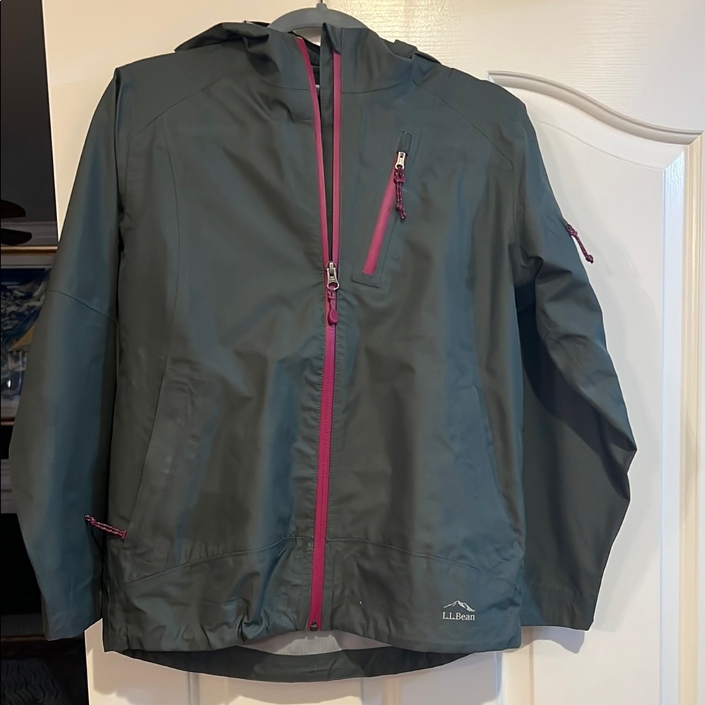 L.L. Bean Kids Waterproof Jacket - Green and Pink